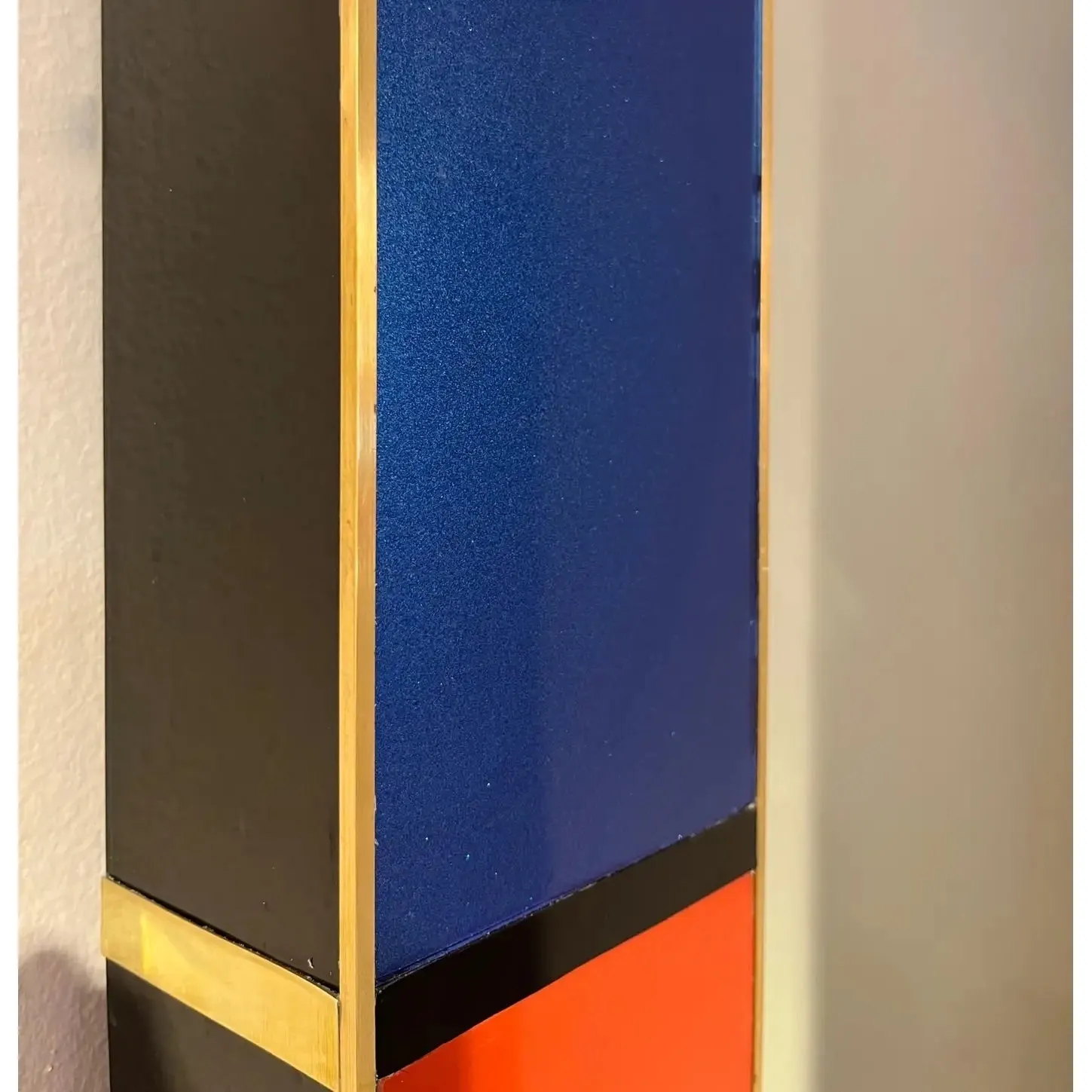 Bespoke Italian Mondrian Decor Red Yellow Gray Taupe Black White Glass Mirror