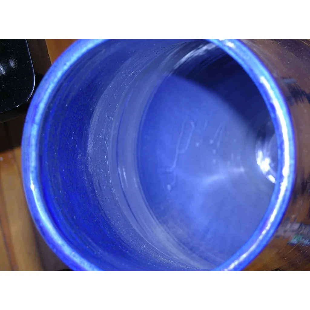 Bespoke Modern Italian Monumental Gold Red Blue Ceramic Vase with Ocean Decor