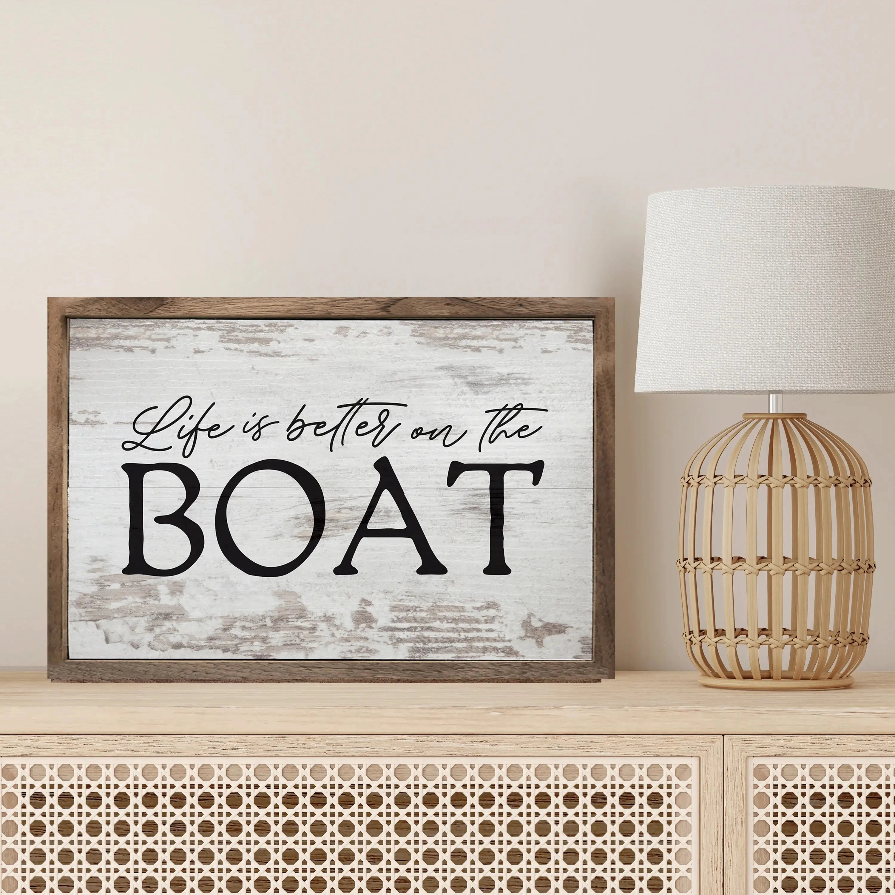 Better On The Boat Wood Framed Print