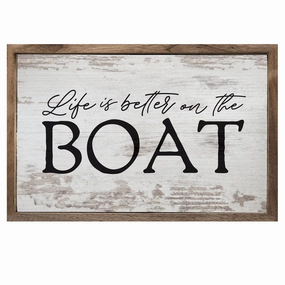 Better On The Boat Wood Framed Print 