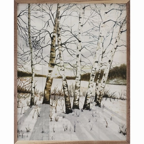 Birch Trees In Winter Wood Framed Print 