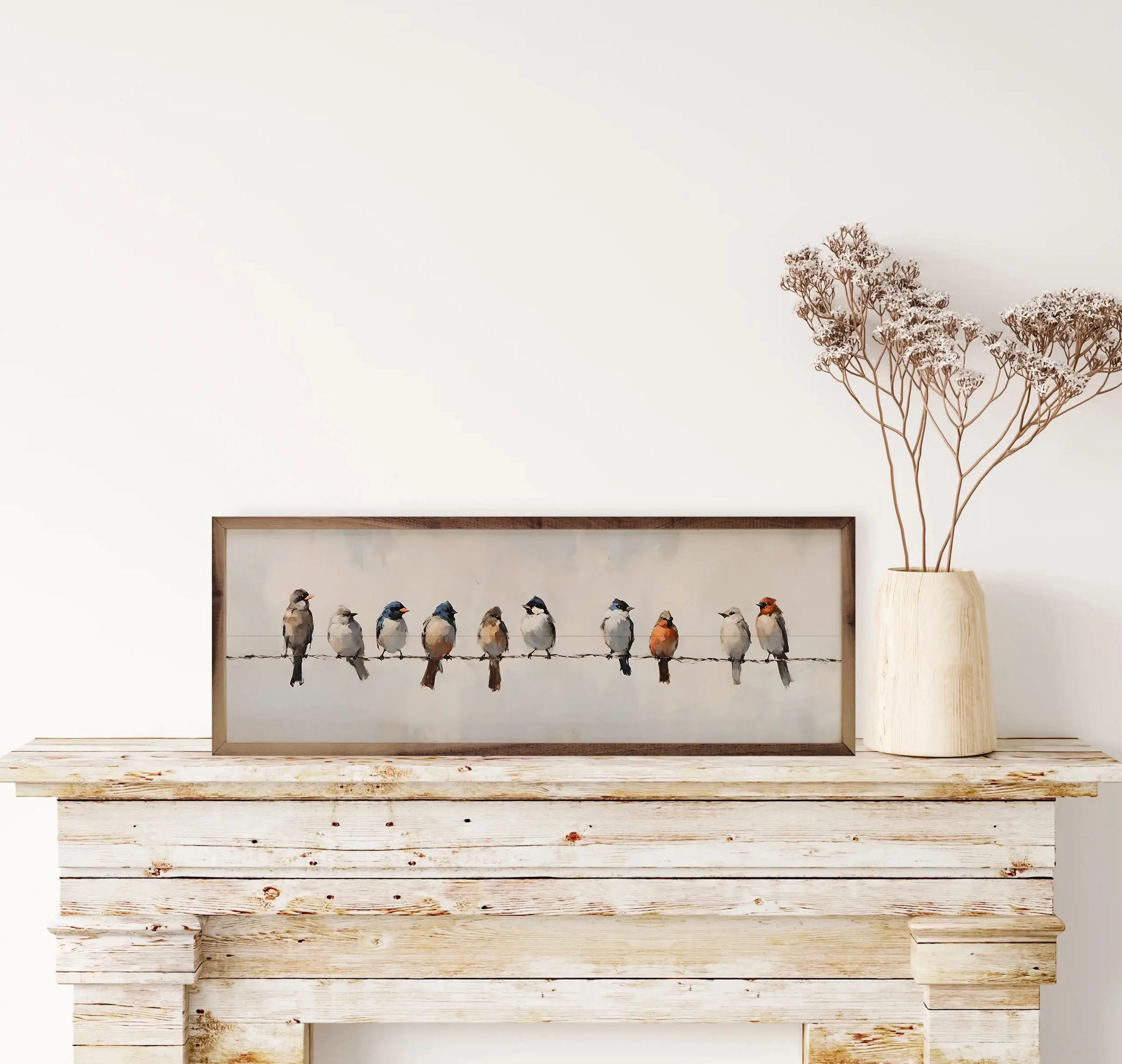 Birds On A Wire Wood Framed Print 