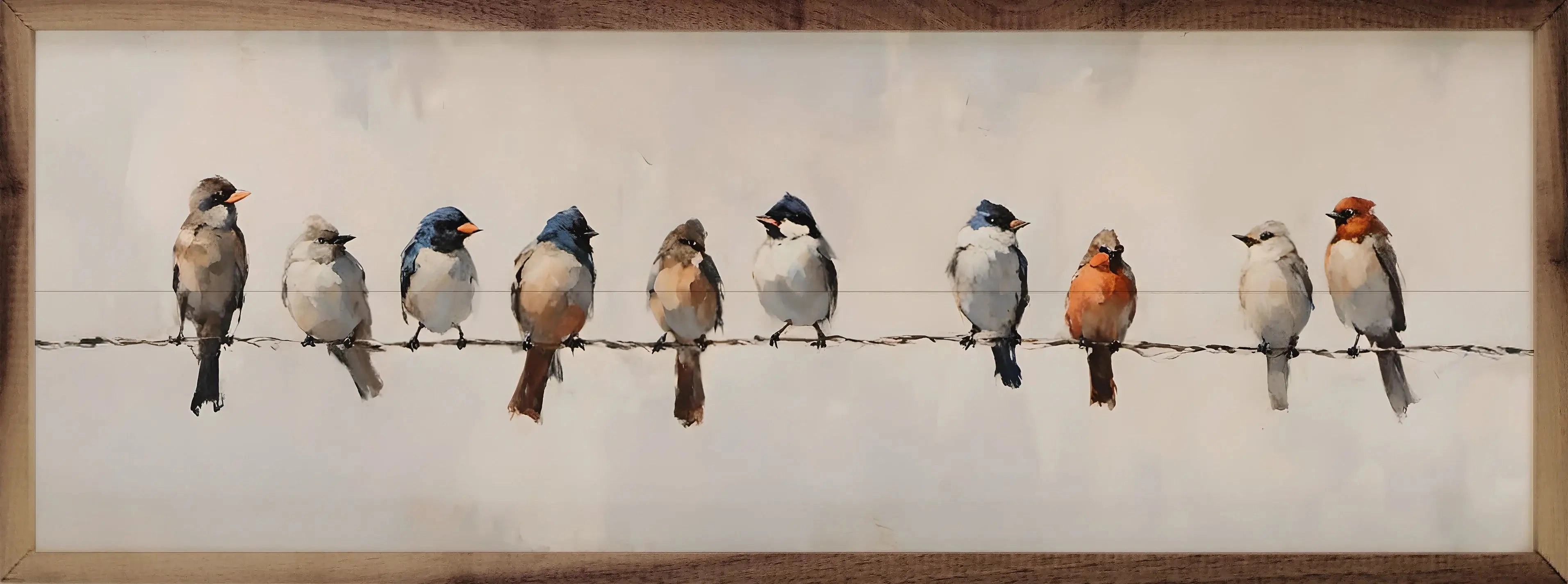 Birds On A Wire Wood Framed Print