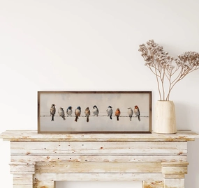 Birds On A Wire Wood Framed Print 