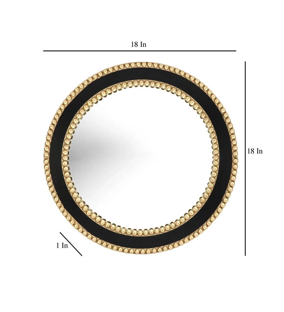 Black Aluminium Small Beaded Mirror,