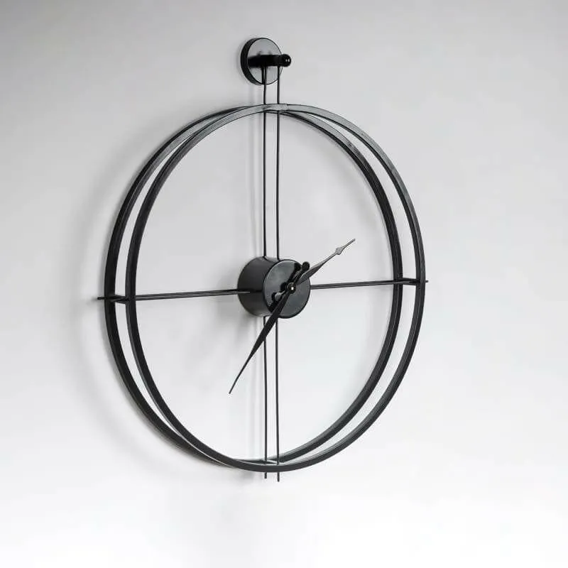 Black Metal Round Wall Clock