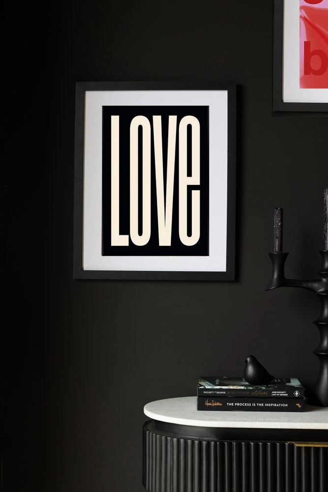 Black & Cream Love Art Print