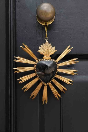 Black & Gold Sacred Heart Hanging Ornament 