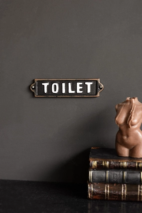 Black & White Toilet Door Hanging Sign 