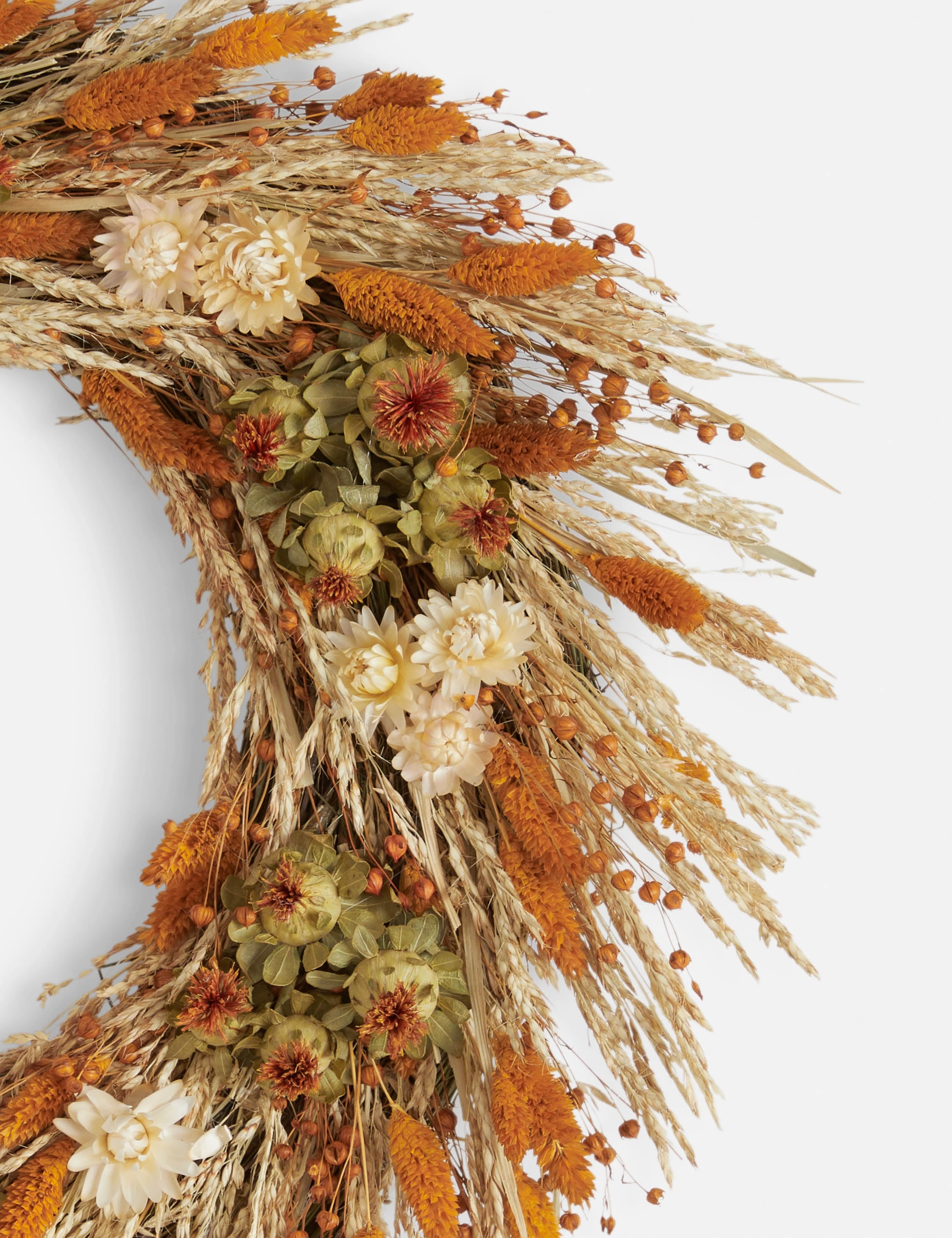 Bleached Oats, Dijon, and Florals Preserved Wreath