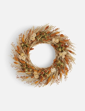 Bleached Oats, Dijon, and Florals Preserved Wreath 