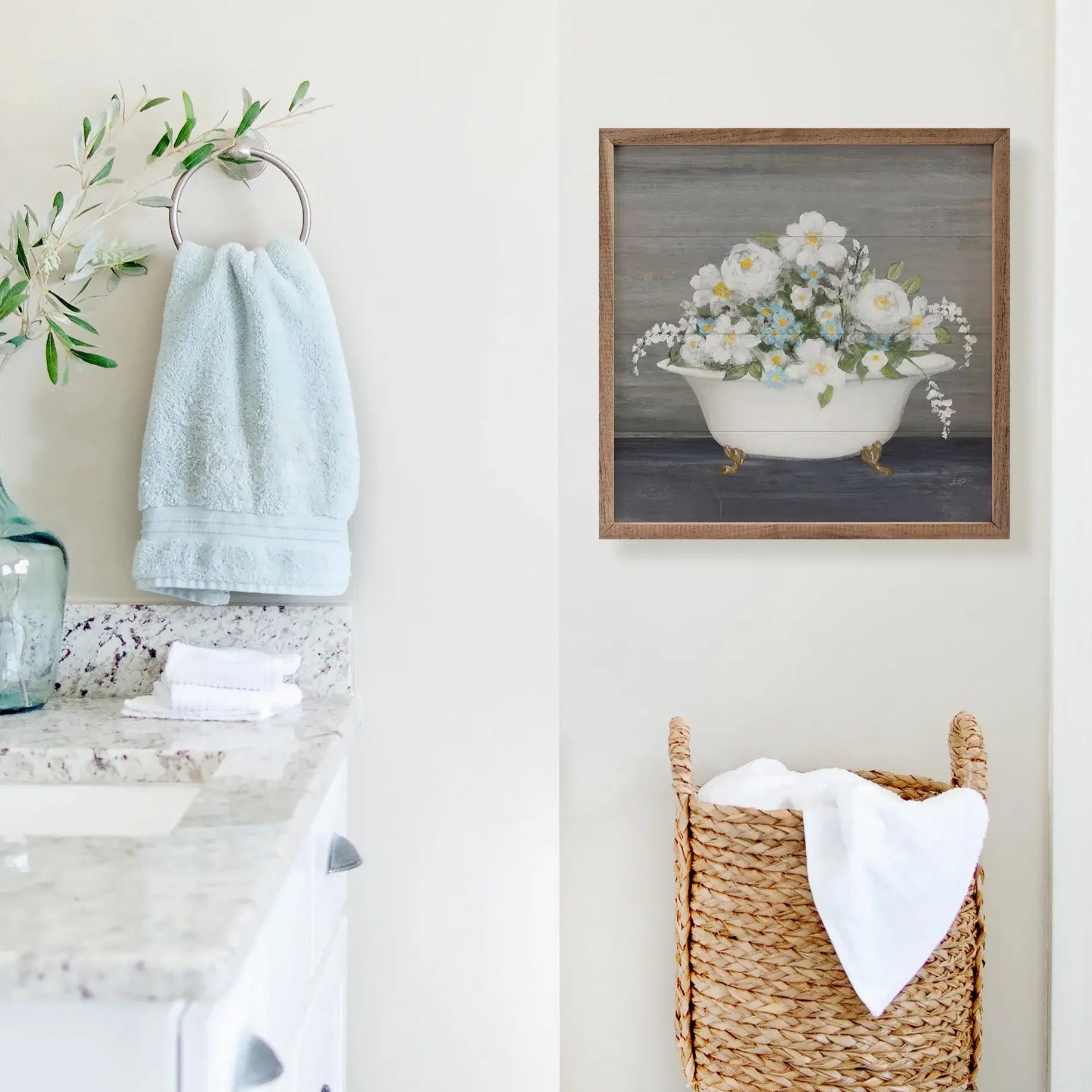 Blooming Bath Wood Framed Print