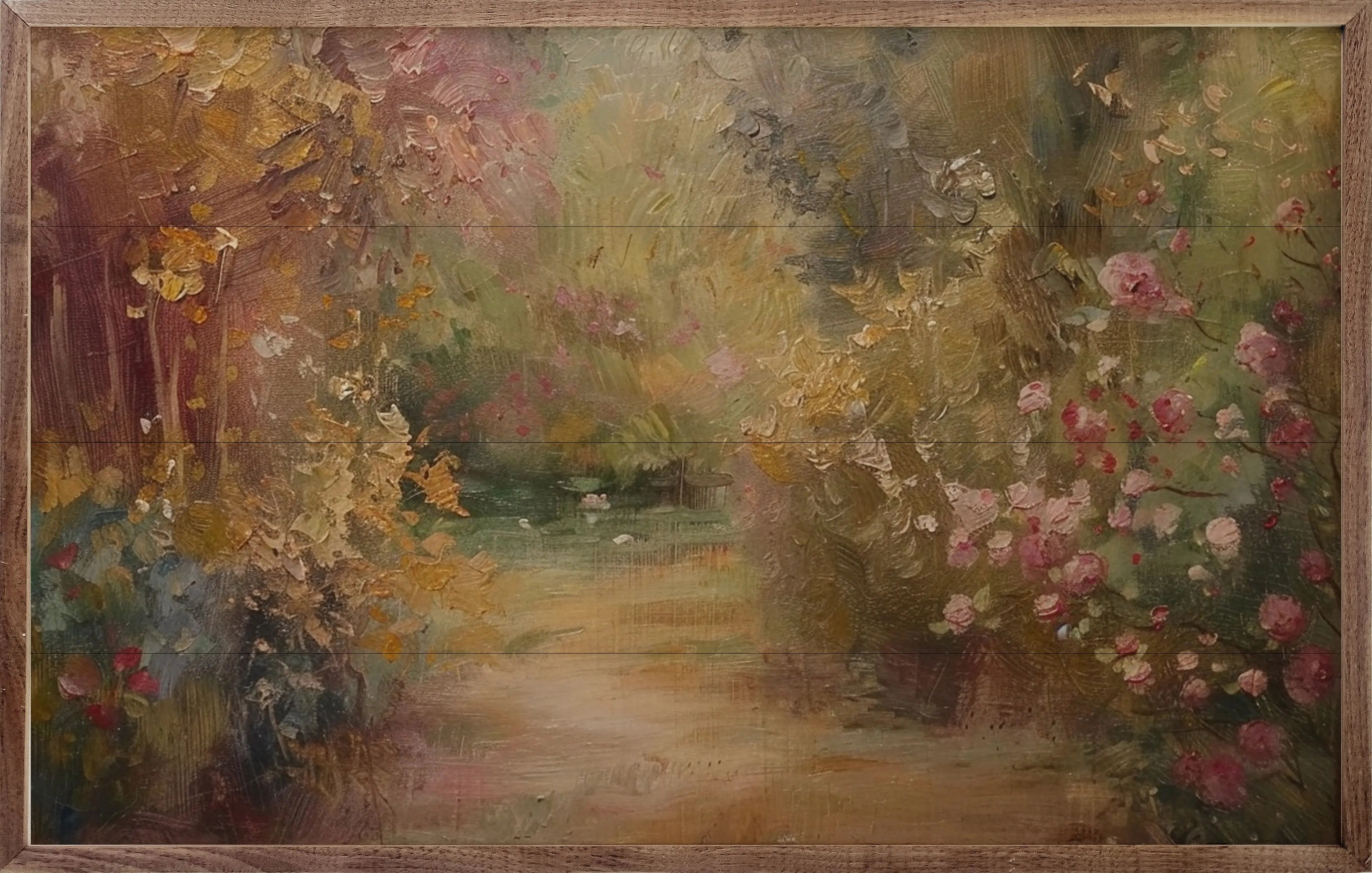 Blossoming Garden Wall Wood Framed Print