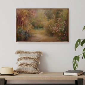 Blossoming Garden Wall Wood Framed Print 