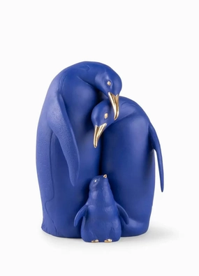 Blue / Gold - Penguin family Sculpture 