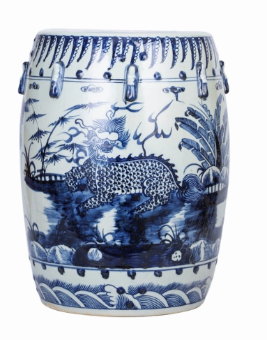 Blue and White Kylin Garden Stool 