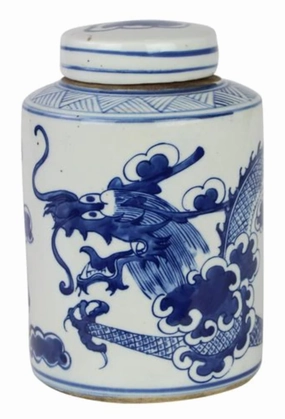Blue and White Mini Tea Jar Dragon 