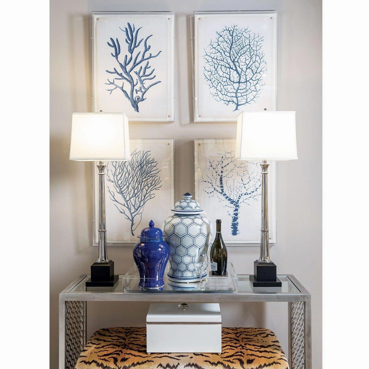 Blue Coral II Giclee Print in Lucite Shadow Box