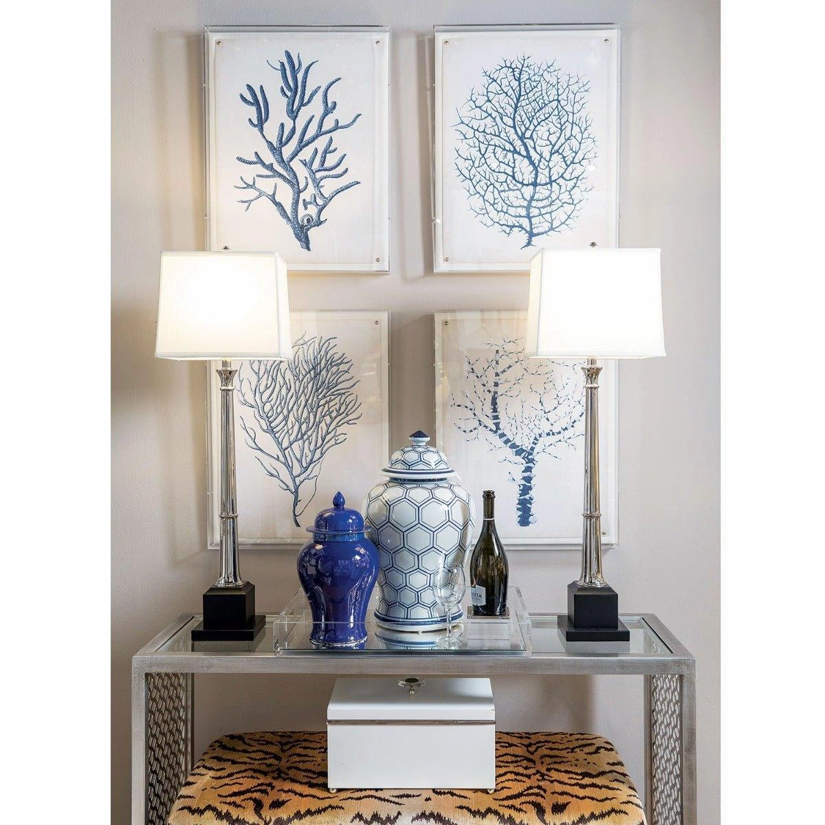 Blue Coral III Giclee Print in Lucite Shadow Box