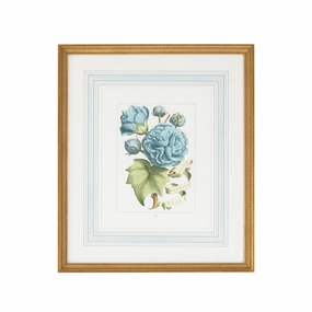 Blue Flowers with Ribbon Artwork in Gold Frame II 