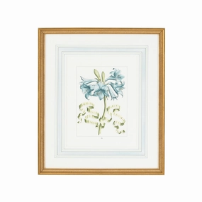 Blue Flowers with Ribbon Artwork in Gold Frame III 