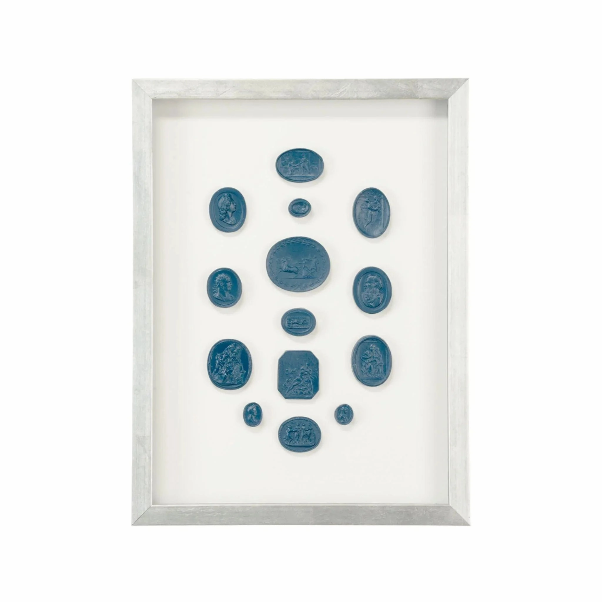 Blue Intaglios Contemporary Silver Framed Wall Art 