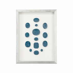 Blue Intaglios Contemporary Silver Framed Wall Art 