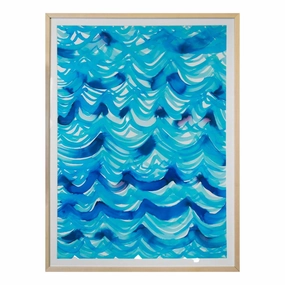 Blue Ocean Waves Abstract Framed Wall Art 