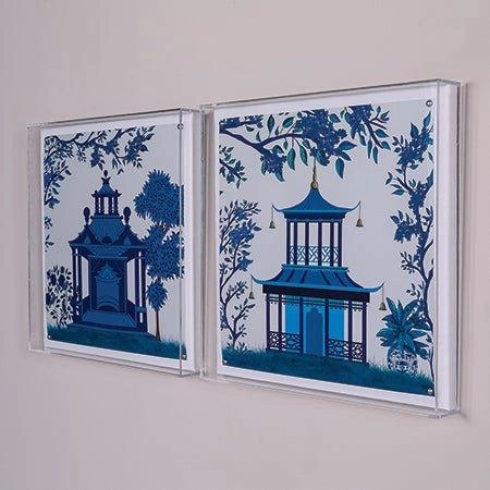 Blue Pagoda I Framed Wall Art