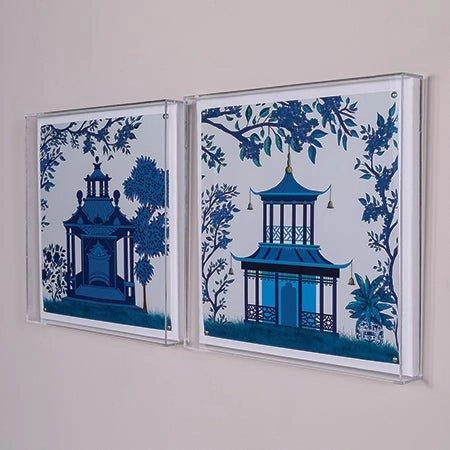 Blue Pagoda II Framed Wall Art