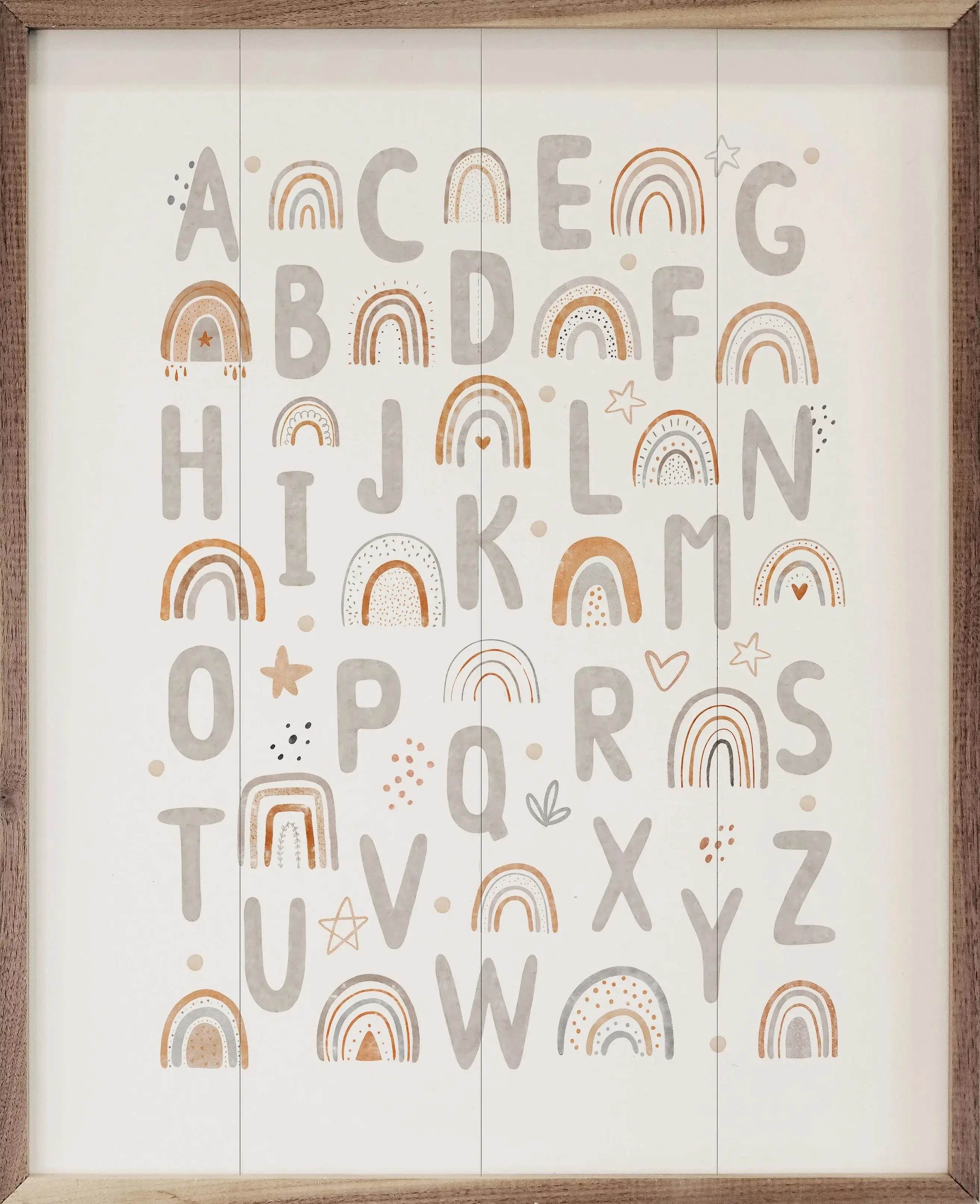 Boho Watercolor Alphabet Wood Framed Print