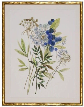 Botana II Blue Floral Giclee Gold Framed Wall Art 