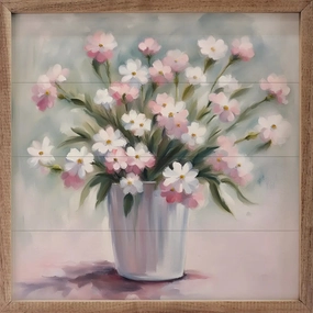 Bouquet Of Pink And White Wood Framed Print 