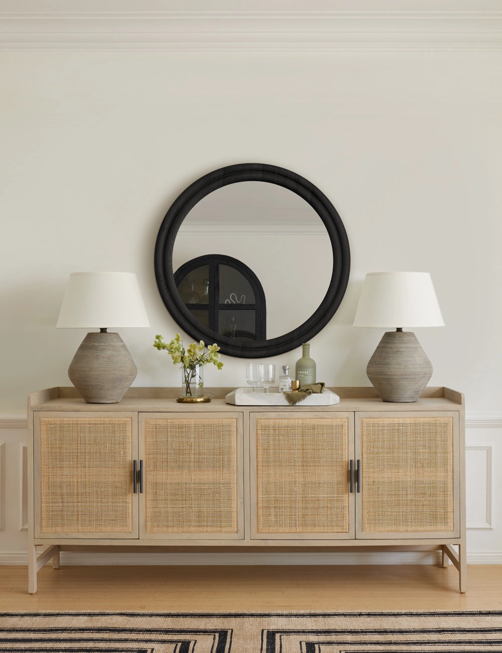 Bourdon Double-Framed Round Mirror