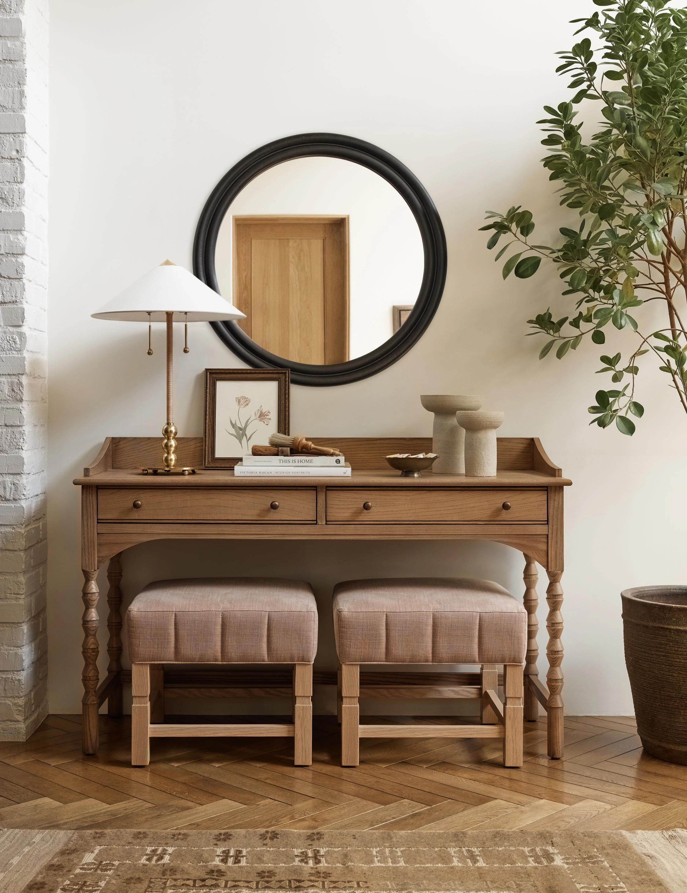 Bourdon Double-Framed Round Mirror