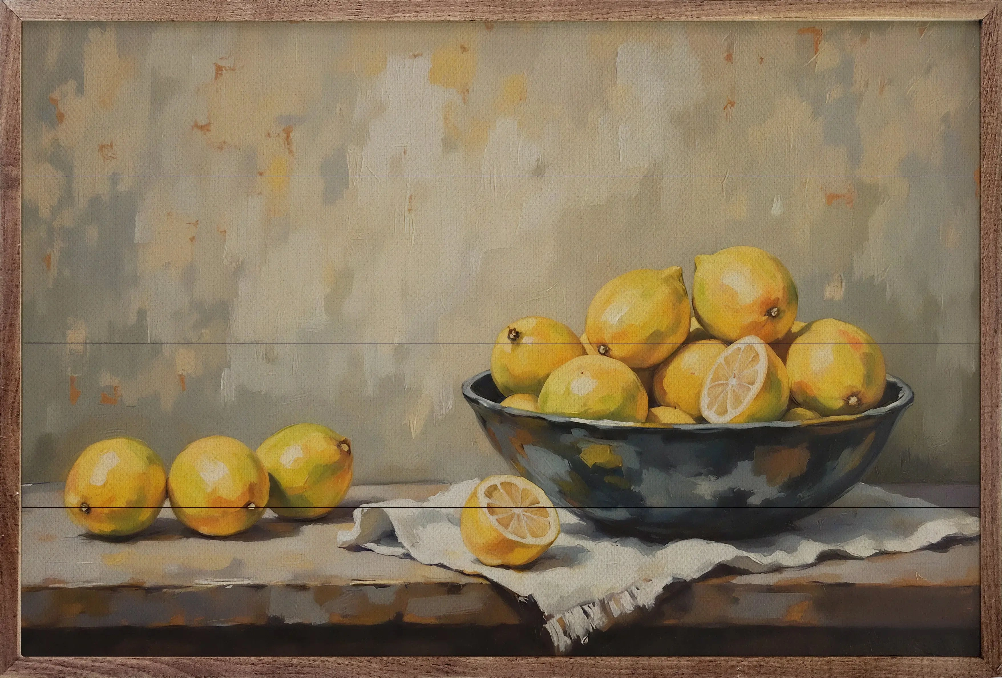 Bowl Of Lemons Wood Framed Print