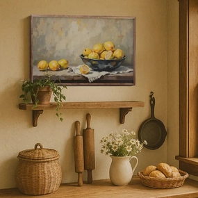 Bowl Of Lemons Wood Framed Print 