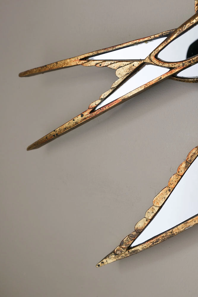 Brass & Mirror Swallow Wall Decoration