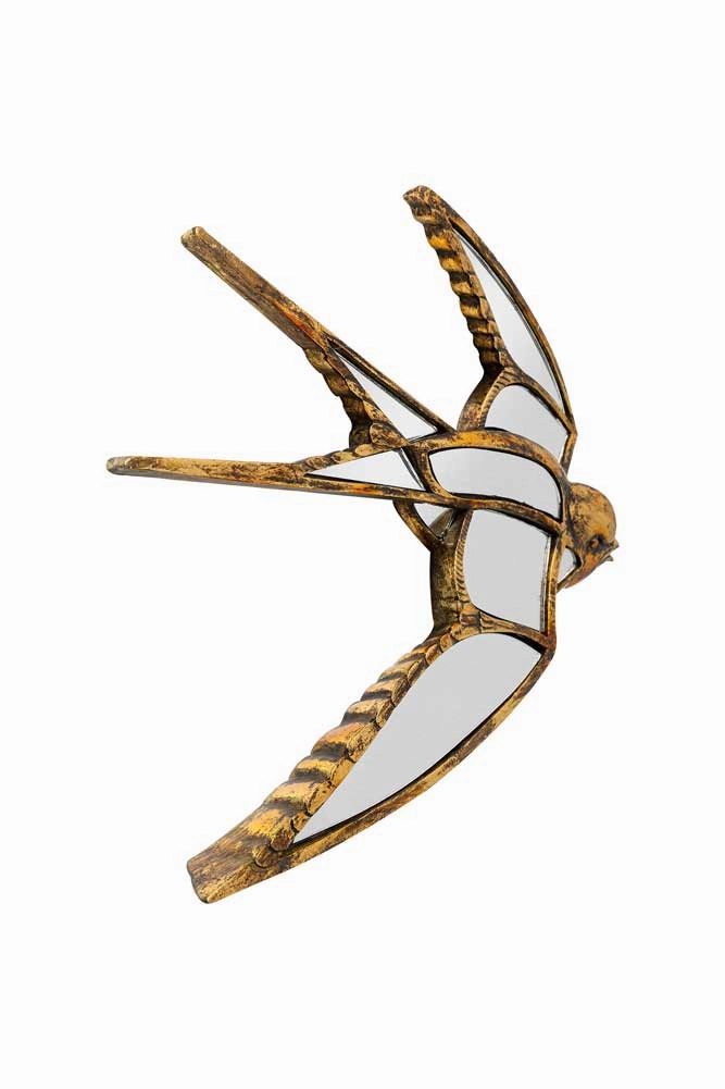 Brass & Mirror Swallow Wall Decoration