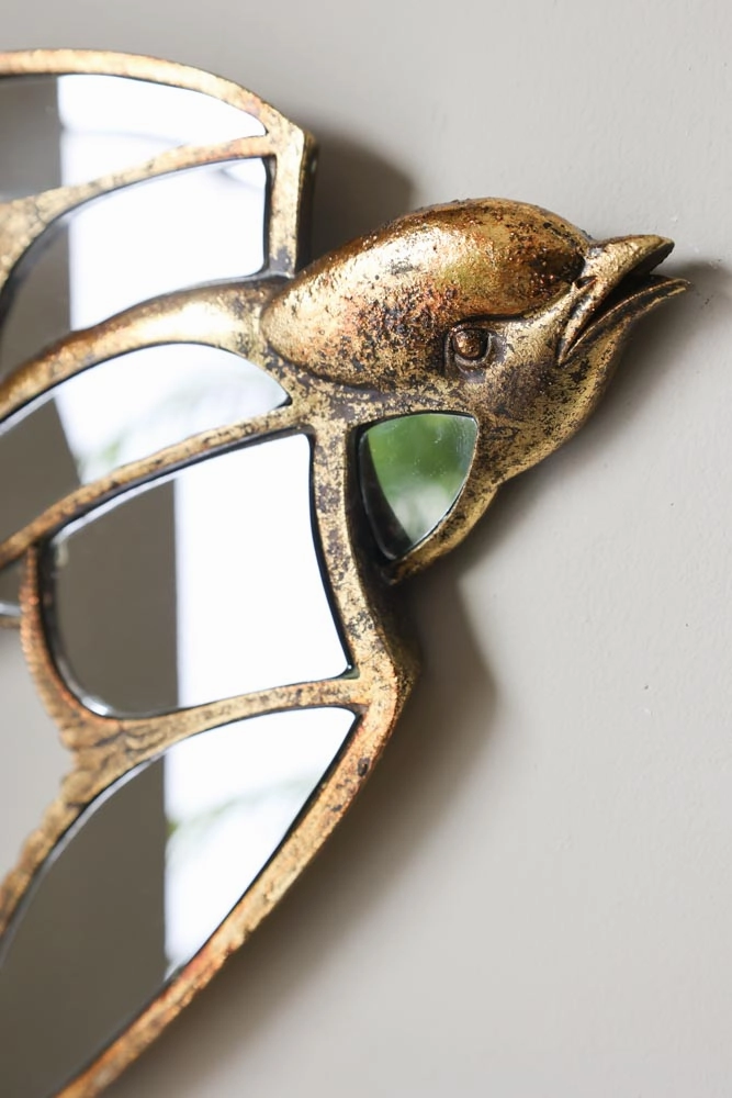 Brass & Mirror Swallow Wall Decoration