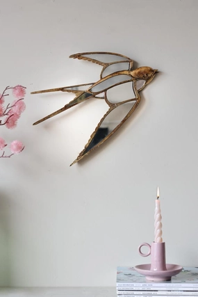 Brass & Mirror Swallow Wall Decoration 
