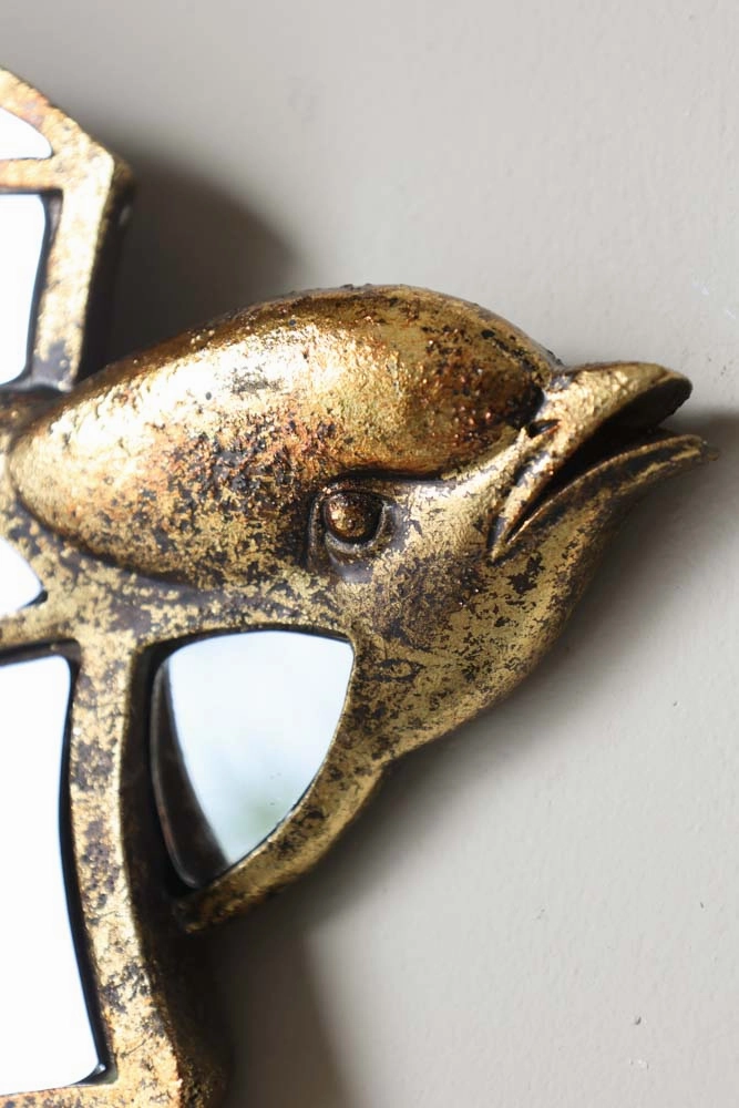 Brass & Mirror Swallow Wall Decoration