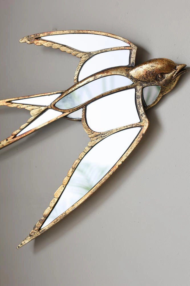 Brass & Mirror Swallow Wall Decoration