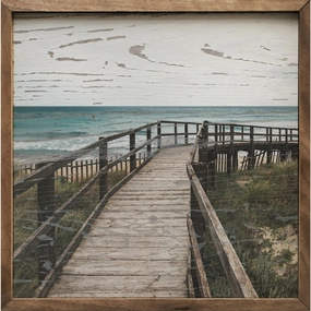 Bridge By The Ocean Wood Framed Print 