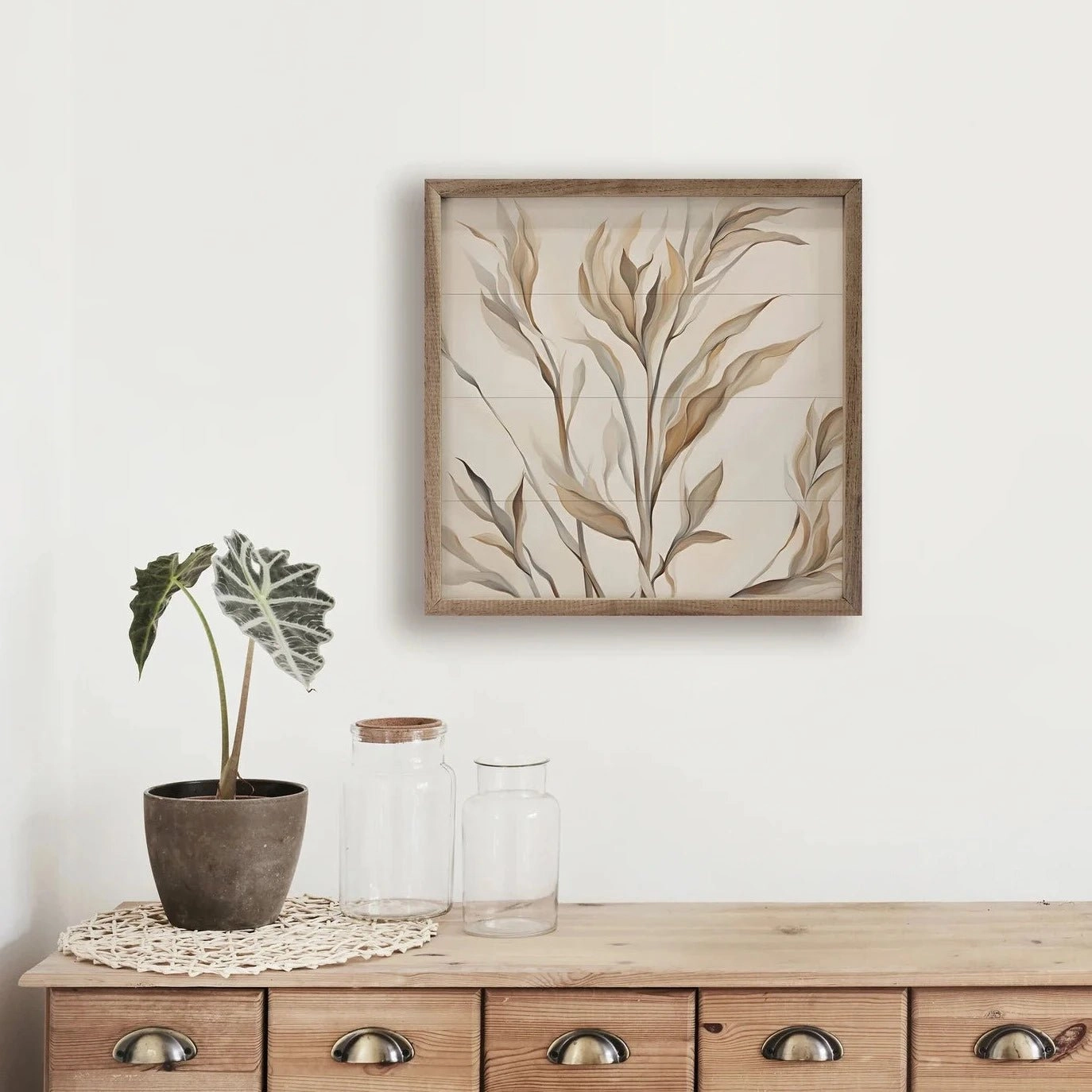 Brown And Tan Branches Wood Framed Print