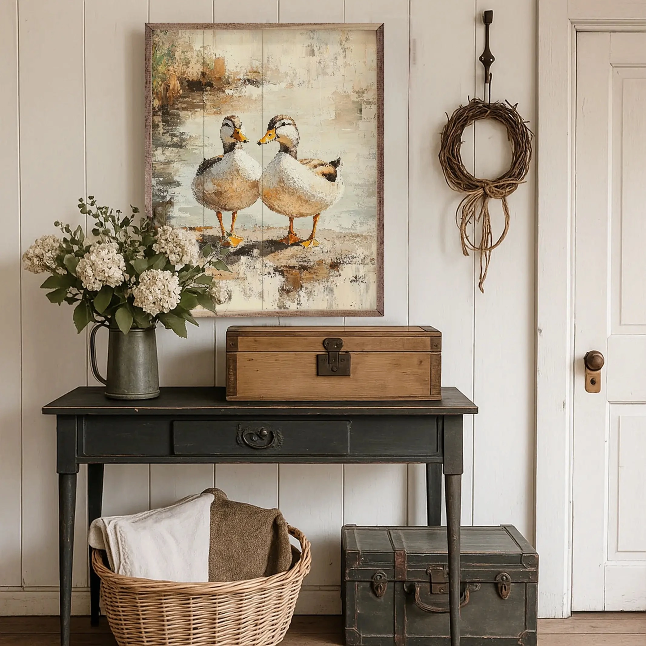 Brown Duck Couple Wood Framed Print