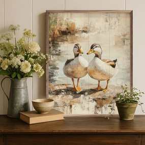 Brown Duck Couple Wood Framed Print 