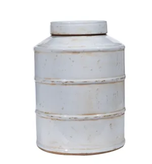 Busan White Horizontal Line Tea Jar 