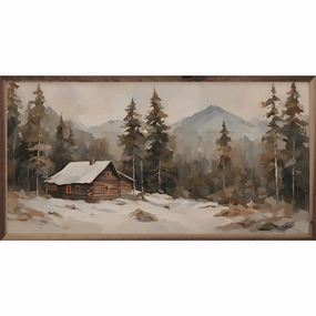 Cabin In Timber Wood Framed Print 