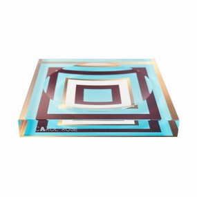 Candy Bowl - Gold & Blue Squares 